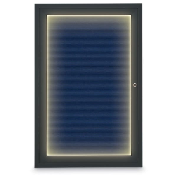Hinge-less Radius Corkboard, 11"x13-1/2", Satin Alum Frame/Amethyst